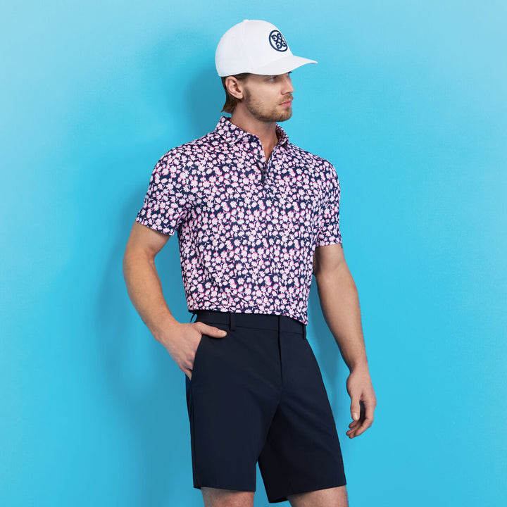 G/FORE MEN'S OPTIC FLORAL TECH JERSEY POLO - BLUSH