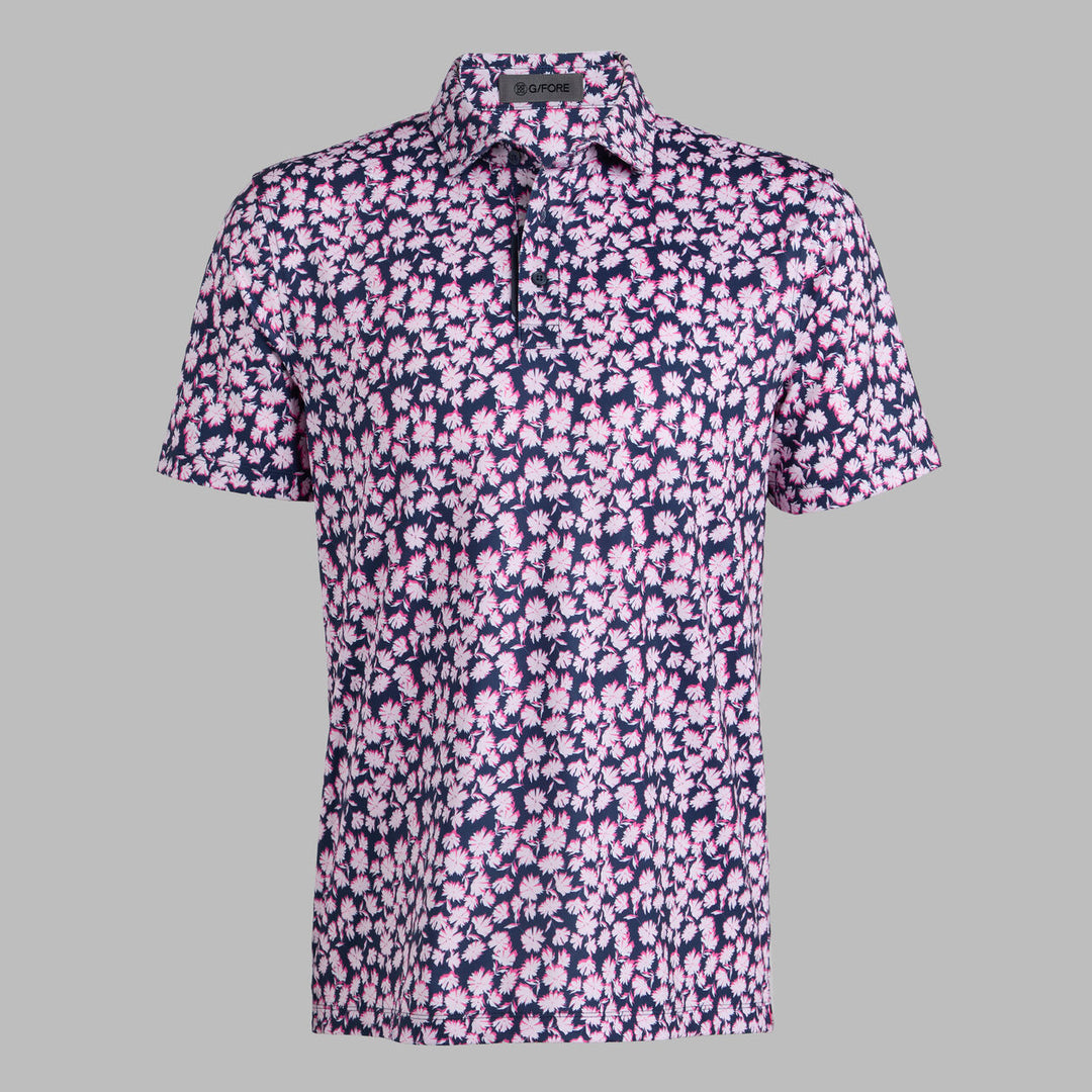 G/FORE MEN'S OPTIC FLORAL TECH JERSEY POLO - BLUSH