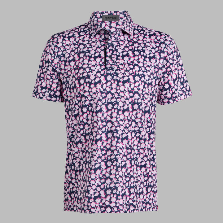 G/FORE MEN'S OPTIC FLORAL TECH JERSEY POLO - BLUSH