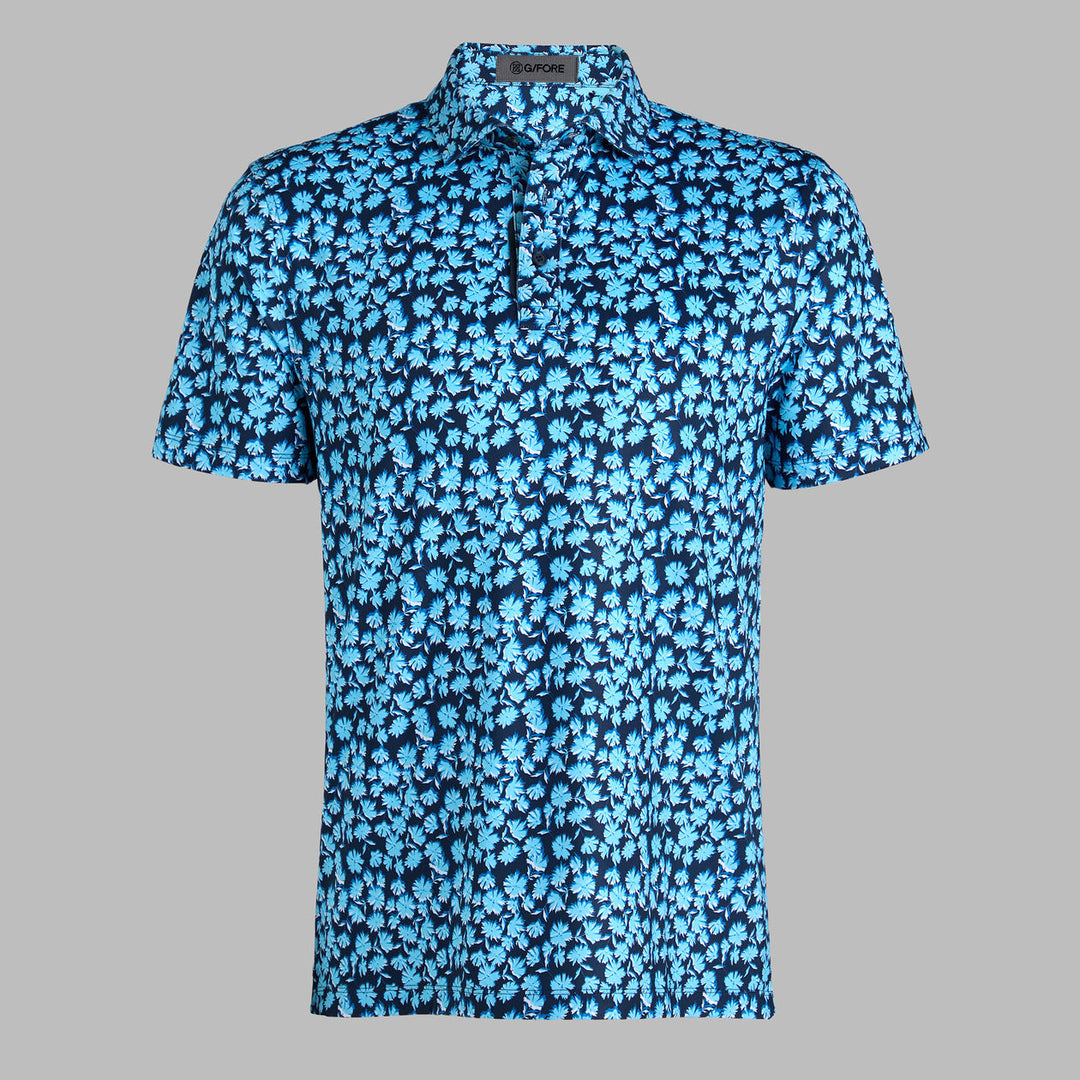 G/FORE MEN'S OPTIC FLORAL TECH JERSEY POLO - BREEZE