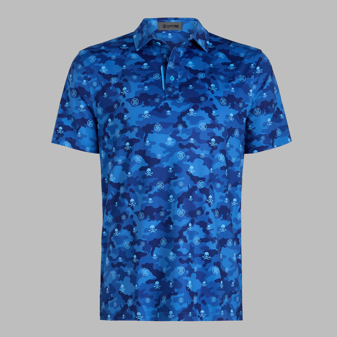 G/FORE MEN'S ICON CAMO TECH JERSEY POLO - AZUL