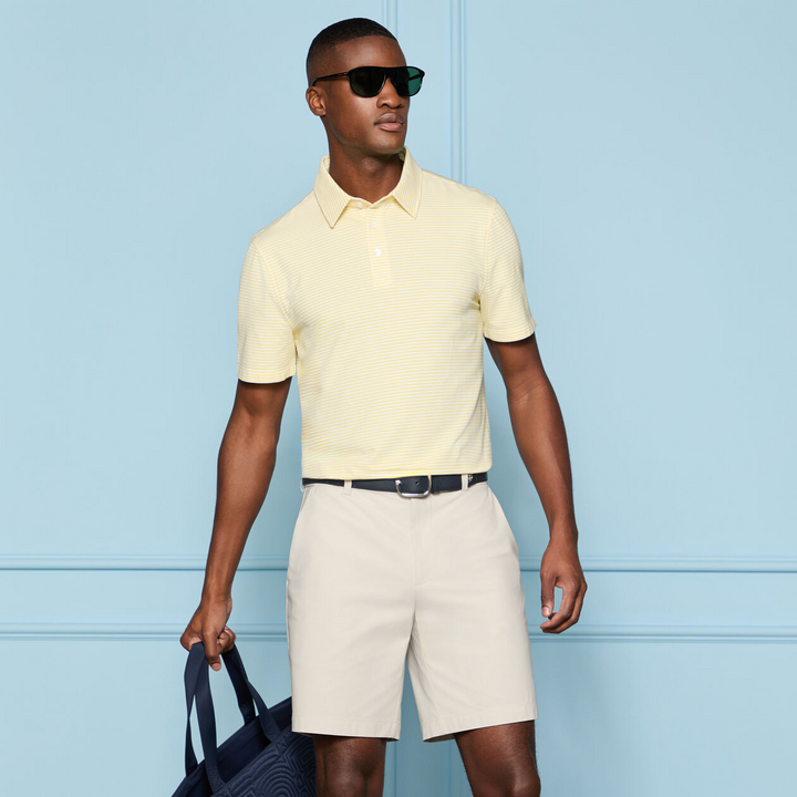 G/FORE MEN'S ALL PLAY STRIPE STRETCH KNIT POLO - CANARY