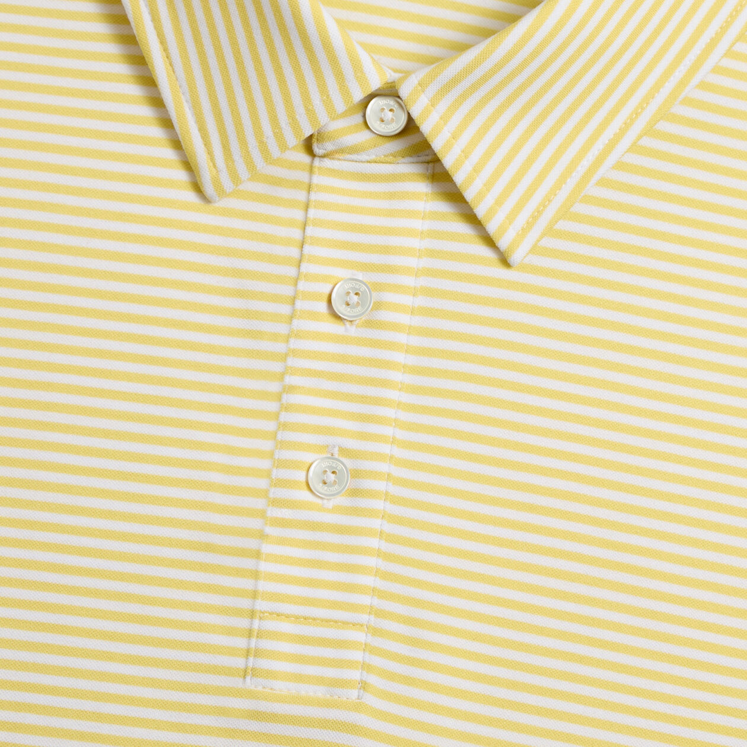 G/FORE MEN'S ALL PLAY STRIPE STRETCH KNIT POLO - CANARY