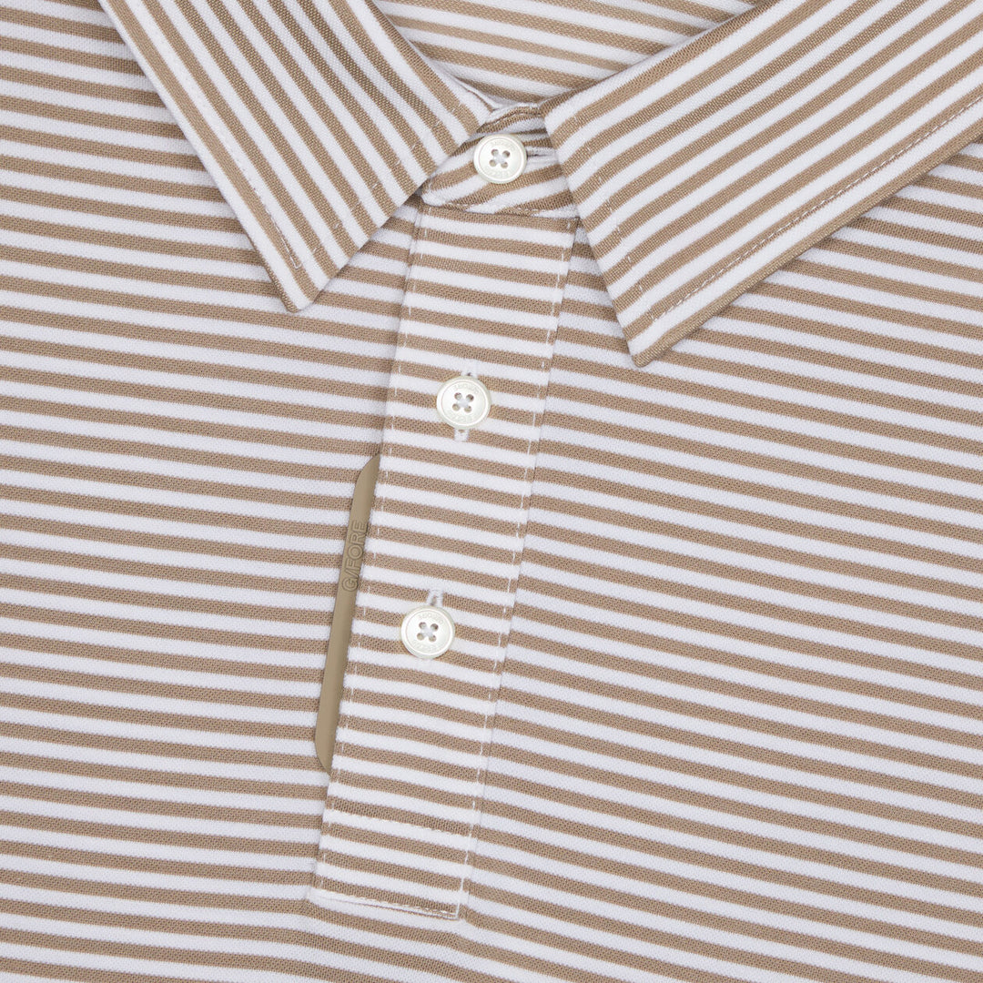 G/FORE MEN'S ALL PLAY STRIPE STRETCH KNIT POLO - DUNE