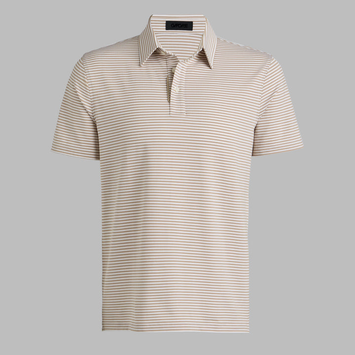 G/FORE MEN'S ALL PLAY STRIPE STRETCH KNIT POLO - DUNE