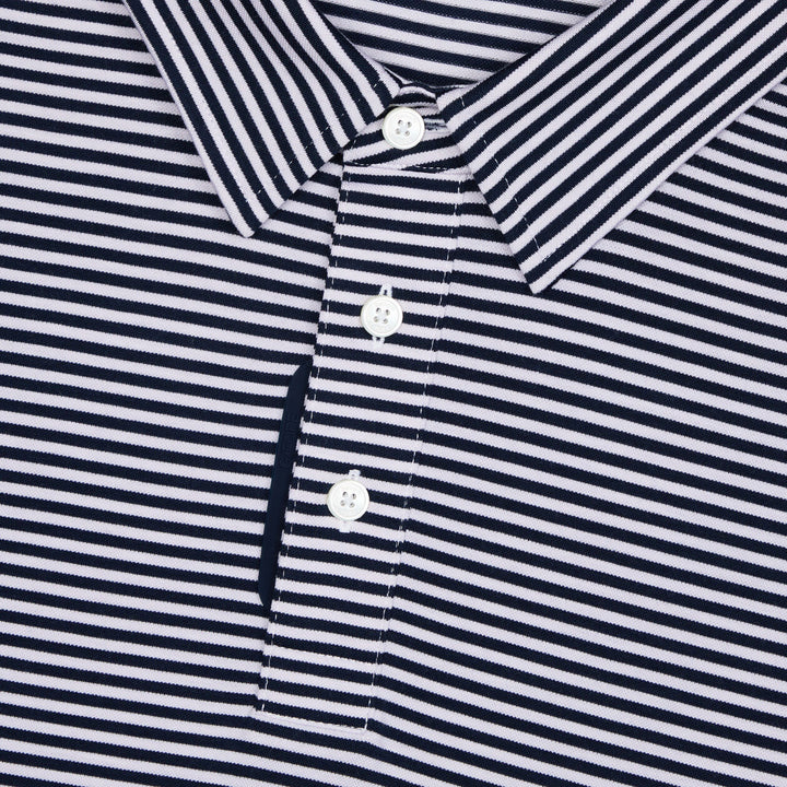 G/FORE MEN'S ALL PLAY STRIPE STRETCH KNIT POLO - TWILIGHT
