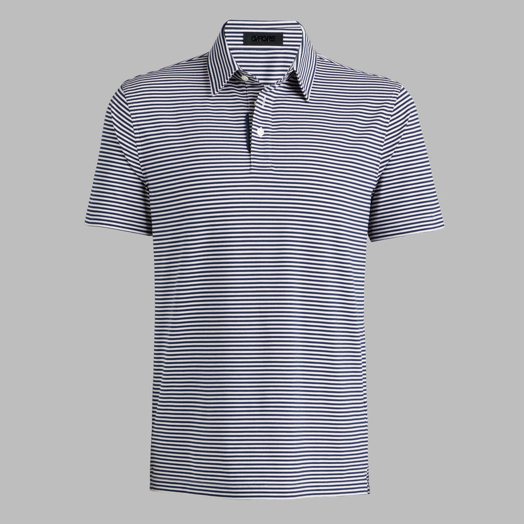 G/FORE MEN'S ALL PLAY STRIPE STRETCH KNIT POLO - TWILIGHT