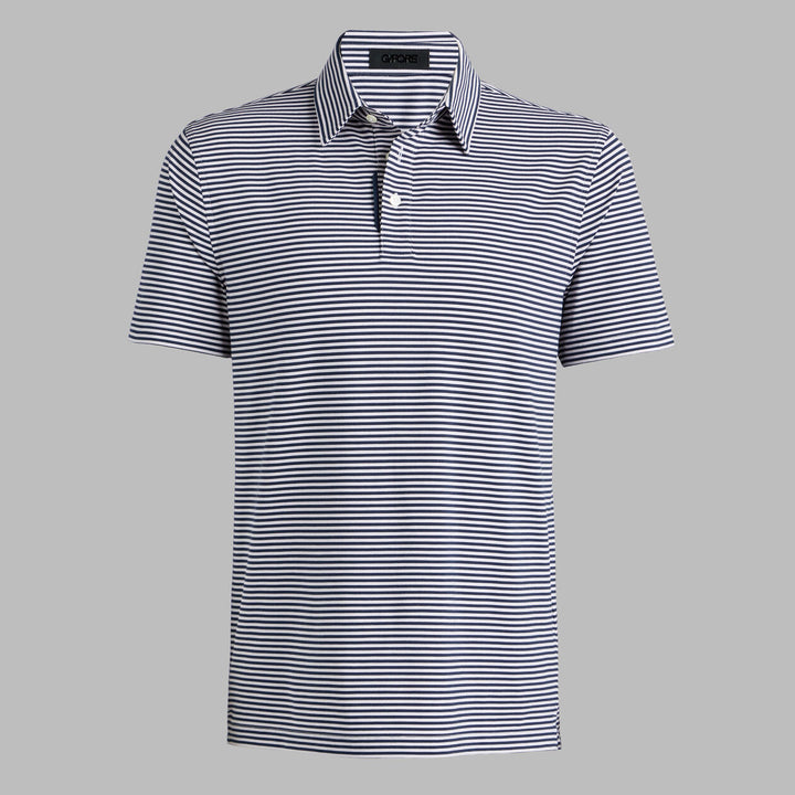 G/FORE MEN'S ALL PLAY STRIPE STRETCH KNIT POLO - TWILIGHT