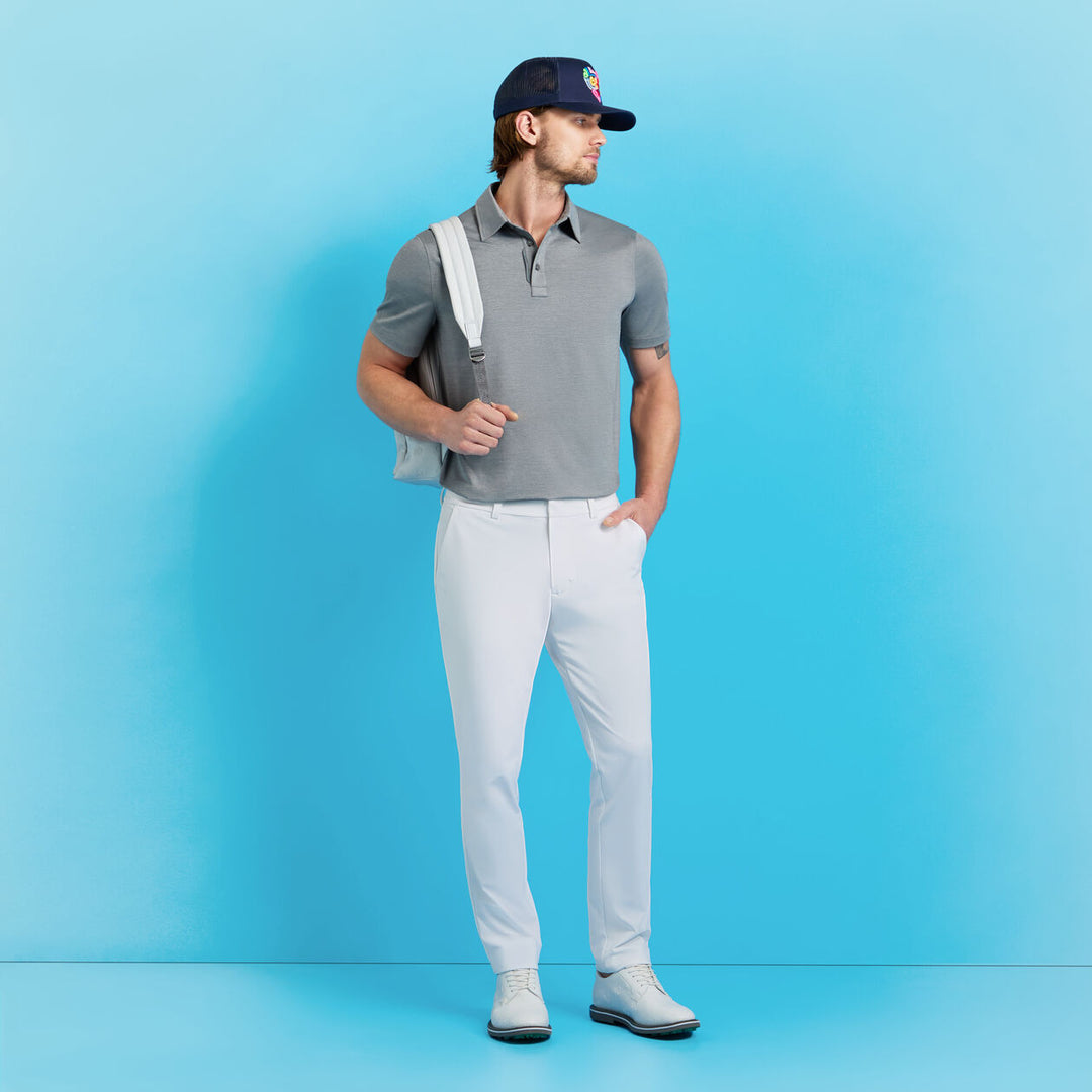 G/FORE MEN'S MÉLANGE ICE NYLON POLO - CHARCOAL MELANGE