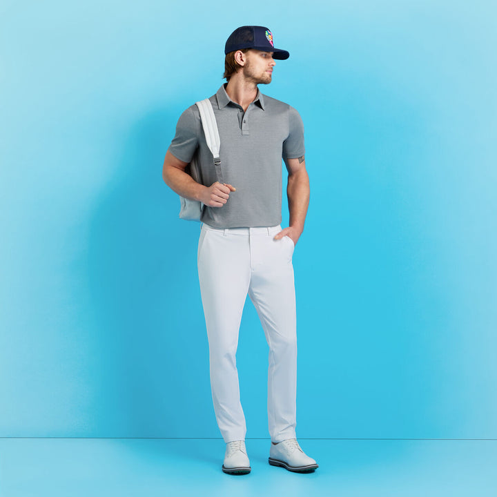 G/FORE MEN'S MÉLANGE ICE NYLON POLO - CHARCOAL MELANGE