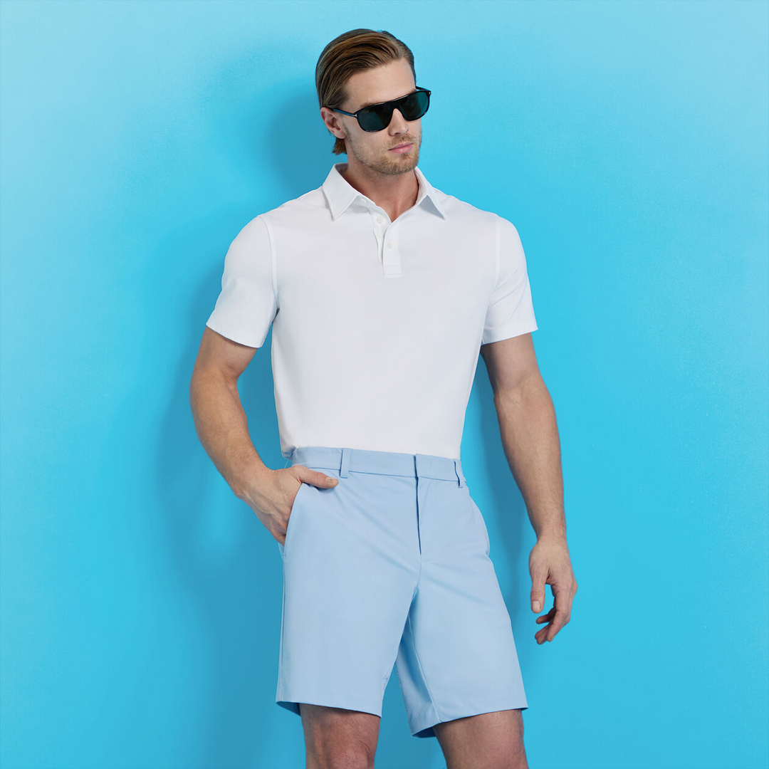 G/FORE MEN'S MÉLANGE ICE NYLON POLO - SNOW MÉLANGE