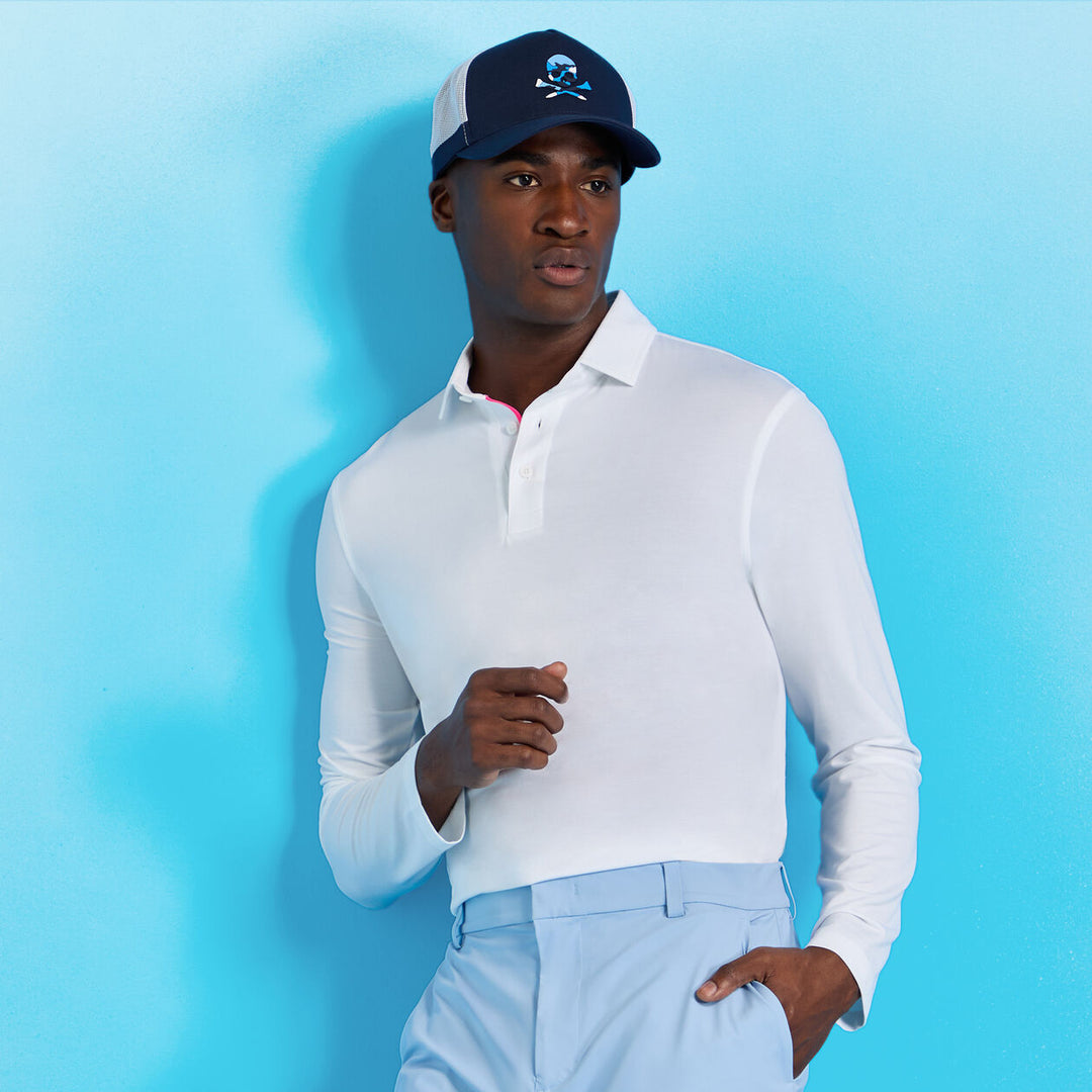 G/FORE MEN'S ALL PLAY LONG SLEEVE POLO - SNOW