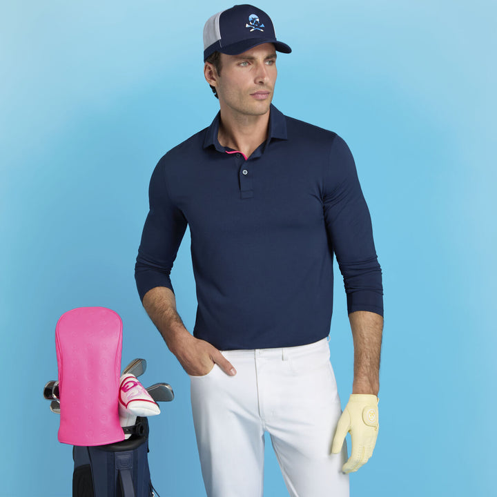 G/FORE MEN'S ALL PLAY LONG SLEEVE POLO - TWILIGHT