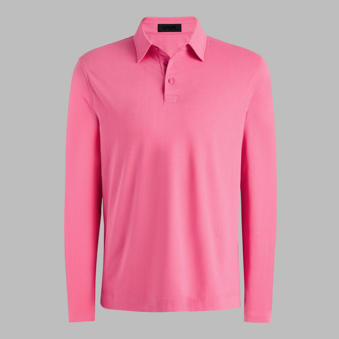 G/FORE MEN'S SUPER SOFT BRUSHED COTTON LONG SLEEVE POLO - KNOCKOUT PINK