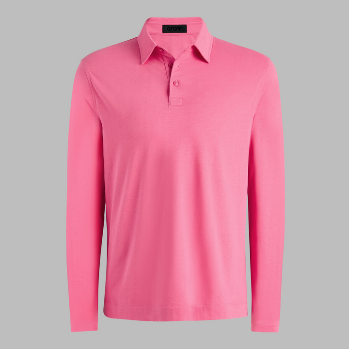 G/FORE MEN'S SUPER SOFT BRUSHED COTTON LONG SLEEVE POLO - KNOCKOUT PINK