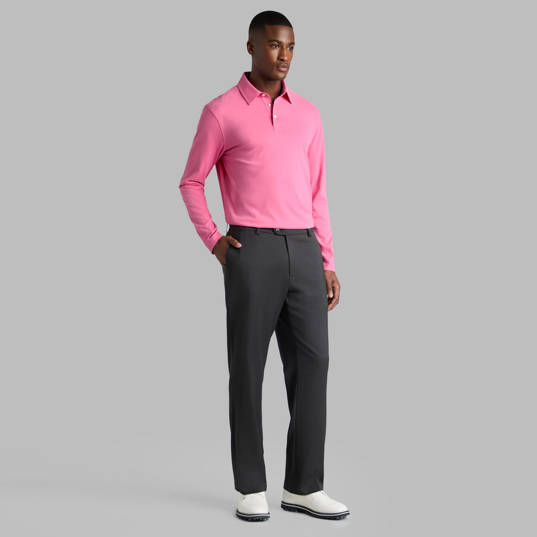 G/FORE MEN'S SUPER SOFT BRUSHED COTTON LONG SLEEVE POLO - KNOCKOUT PINK