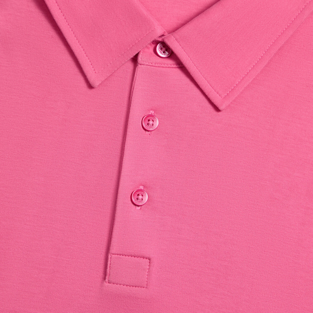 G/FORE MEN'S SUPER SOFT BRUSHED COTTON LONG SLEEVE POLO - KNOCKOUT PINK