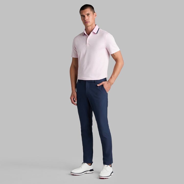 G/FORE MEN'S PERFORATED STRIPE JERSEY POLO - BLUSH