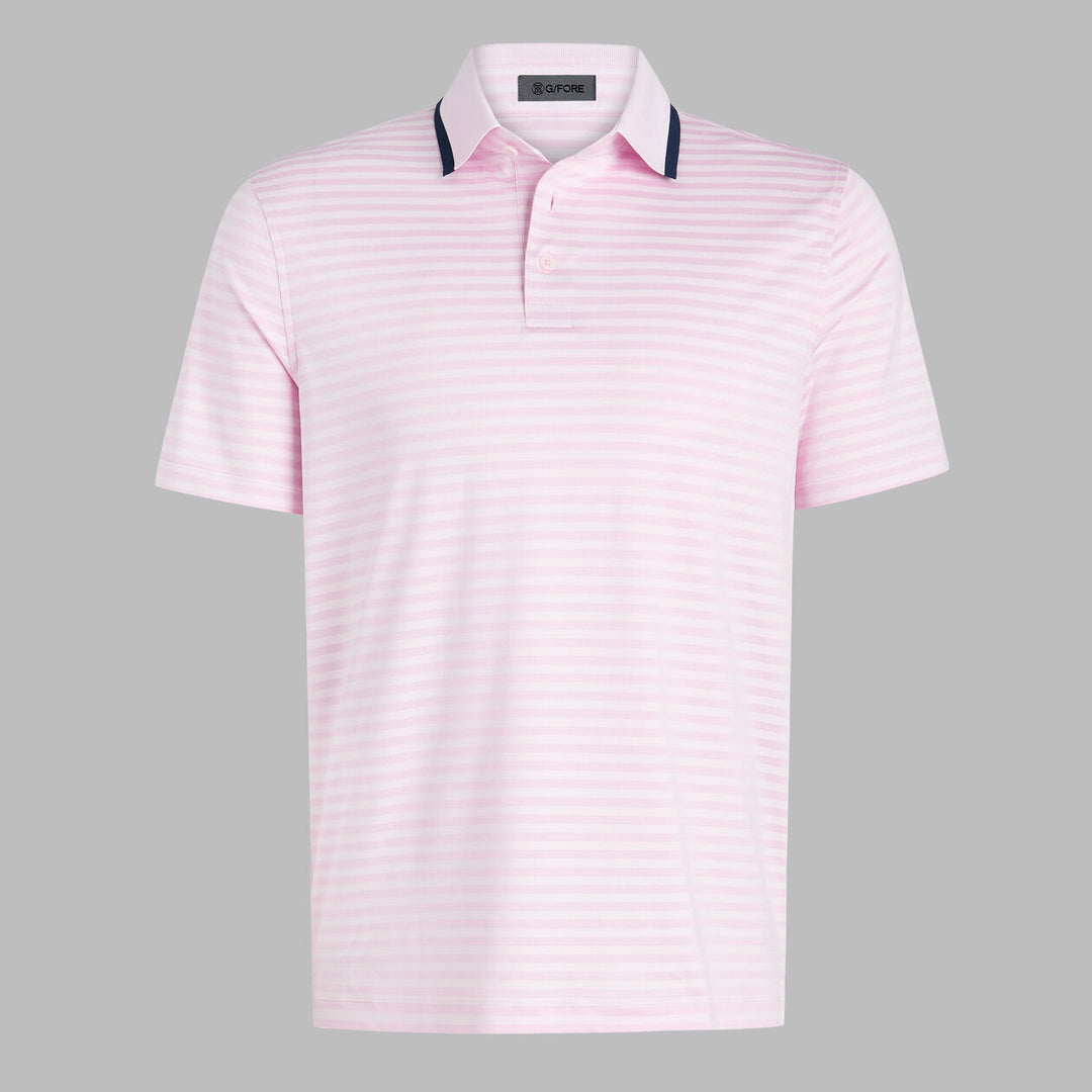 G/FORE MEN'S PERFORATED STRIPE JERSEY POLO - BLUSH