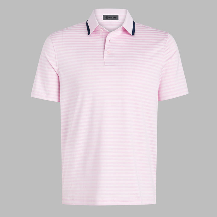 G/FORE MEN'S PERFORATED STRIPE JERSEY POLO - BLUSH