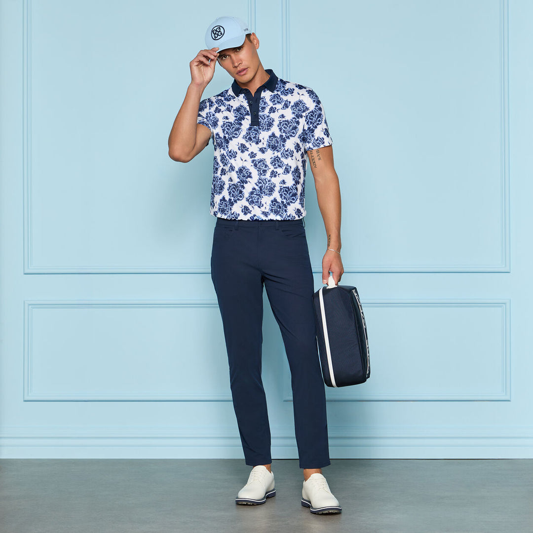 G/FORE MEN'S STAMPED FLORAL TECH JERSEY POLO - WILLOW