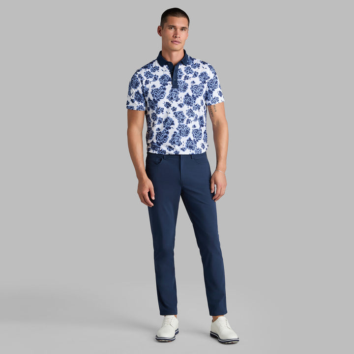 G/FORE MEN'S STAMPED FLORAL TECH JERSEY POLO - WILLOW