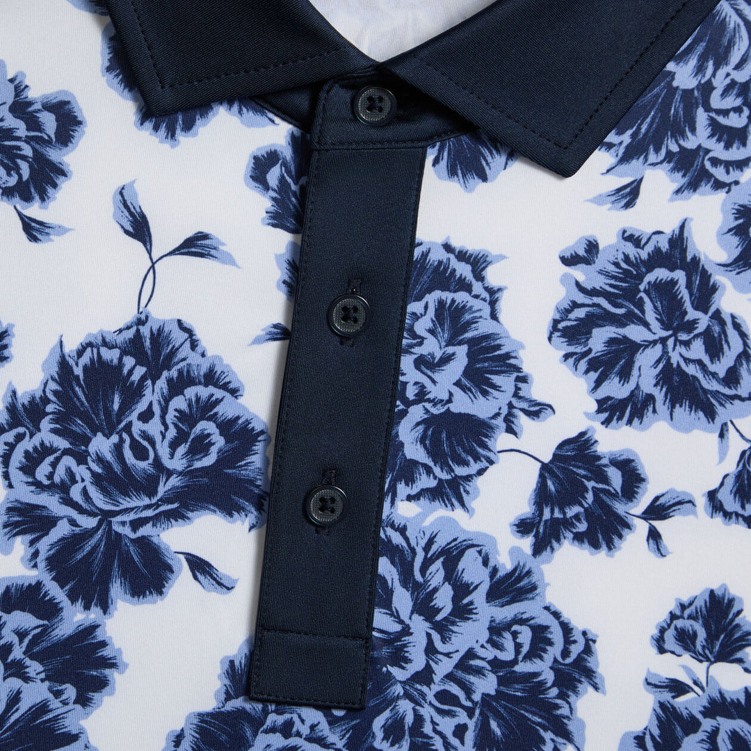 G/FORE MEN'S STAMPED FLORAL TECH JERSEY POLO - WILLOW