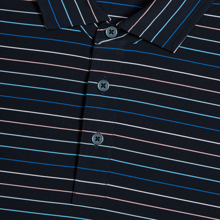 G/FORE MEN'S MULTI STRIPE TECH JERSEY POLO - TWILIGHT / BAJA