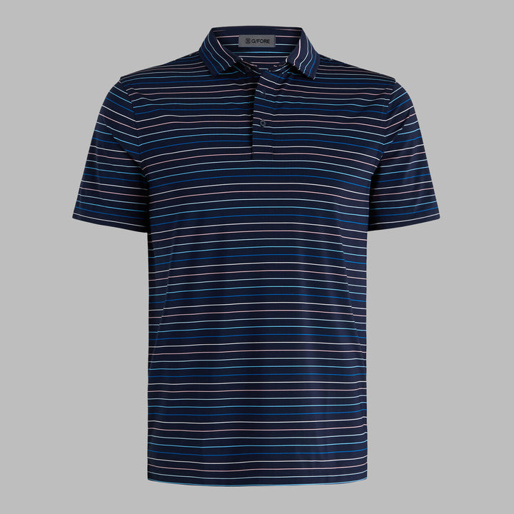 G/FORE MEN'S MULTI STRIPE TECH JERSEY POLO - TWILIGHT / BAJA