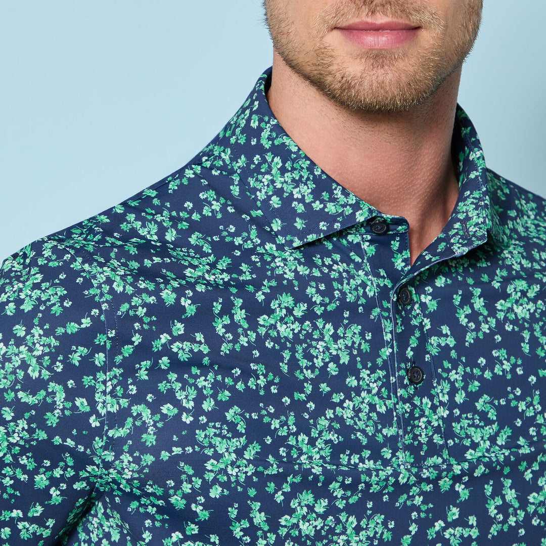 G/FORE MEN'S SCATTERED DITZY TECH JERSEY POLO - CLOVER