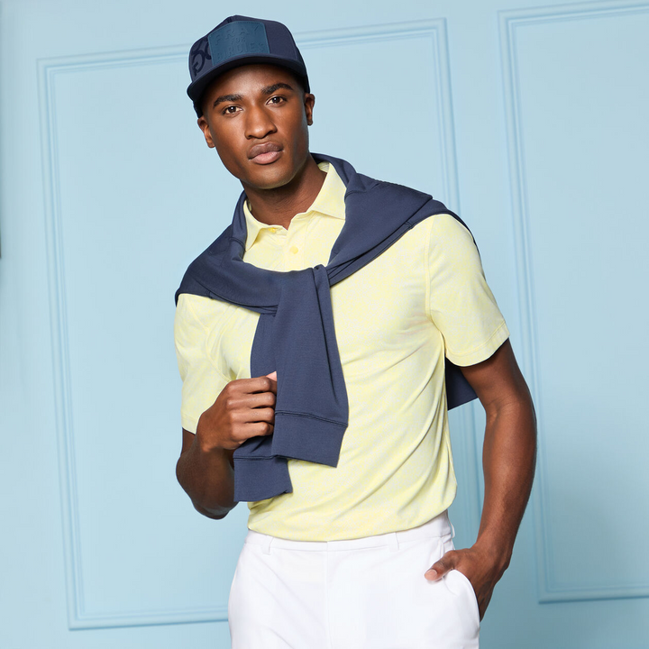 G/FORE MEN'S HYDRANGEA TECH JERSEY POLO- CANARY