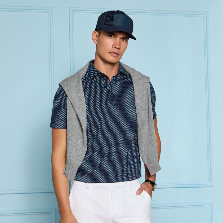 G/FORE MEN'S GEO ALL PLAY STRETCH KNIT POLO - TWILIGHT
