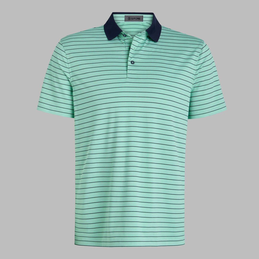 G/FORE MEN'S HERRINGBONE STRIPE TECH JERSEY POLO - CLOVER