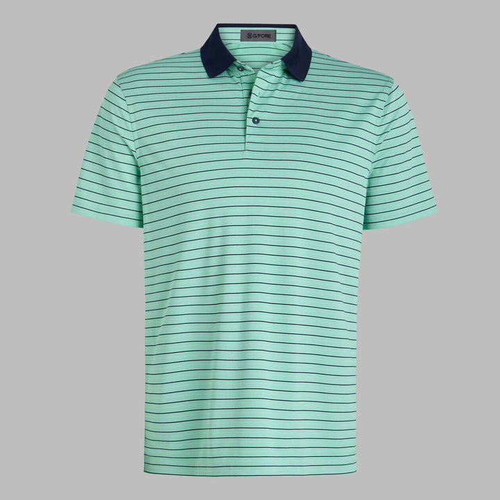 G/FORE MEN'S HERRINGBONE STRIPE TECH JERSEY POLO - CLOVER