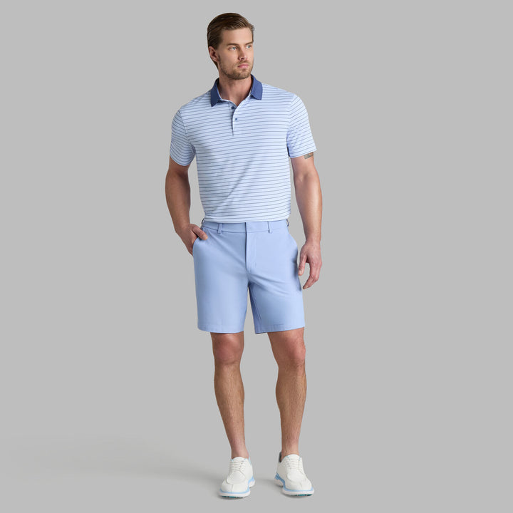 G/FORE MEN'S HERRINGBONE STRIPE TECH JERSEY POLO - WILLOW