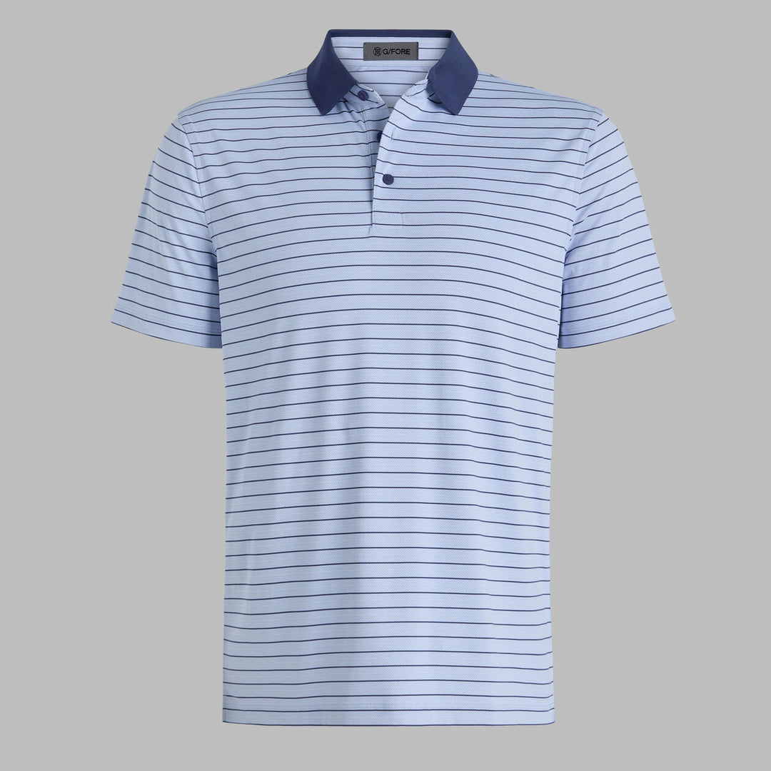 G/FORE MEN'S HERRINGBONE STRIPE TECH JERSEY POLO - WILLOW