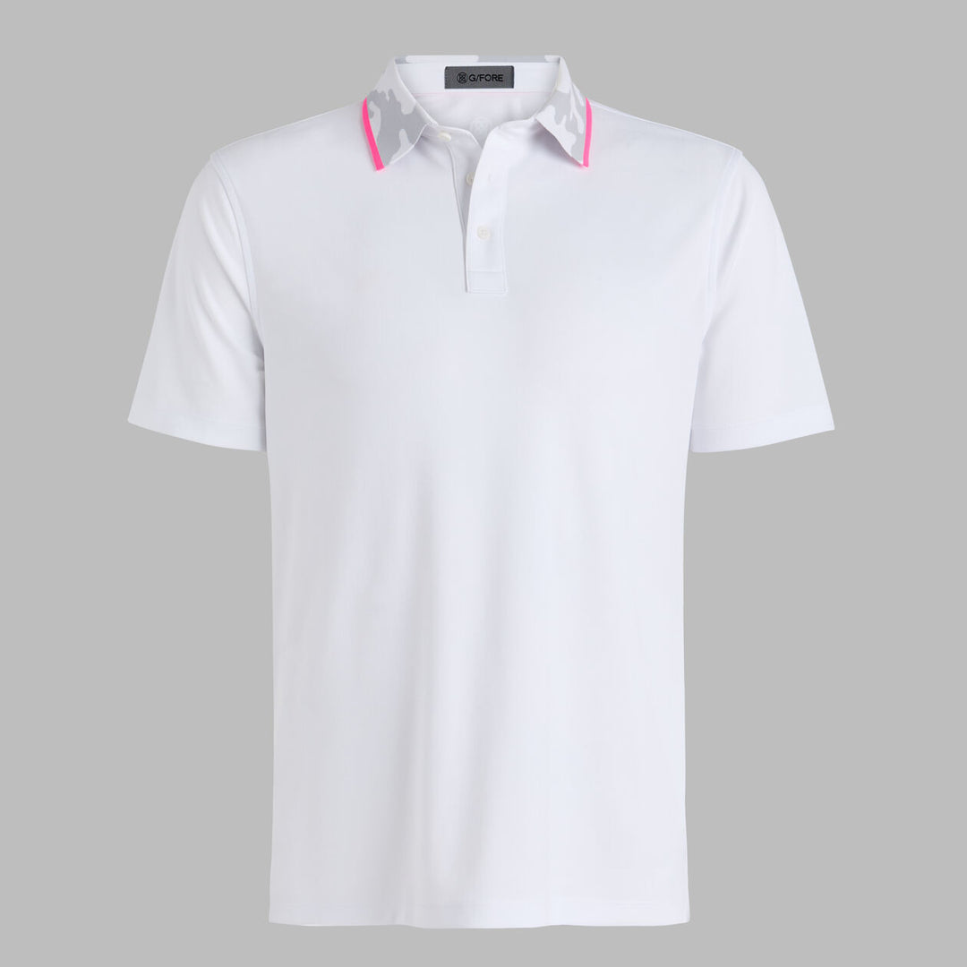 G/FORE MEN'S CAMO COLLAR PERFORMANCE PIQUÉ POLO - SNOW