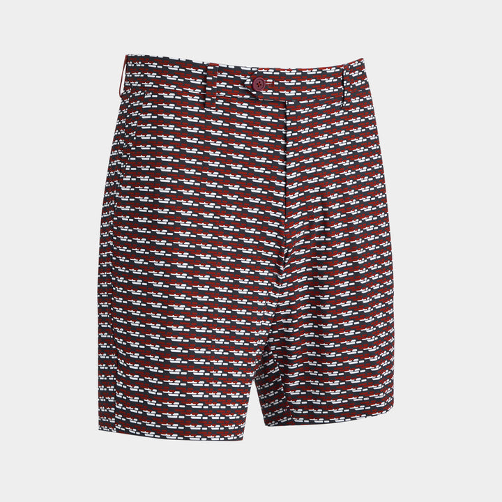 G/FORE MENS BRICK STRIPE MAVERICK 4-WAY STRETCH SHORT - CABERNET