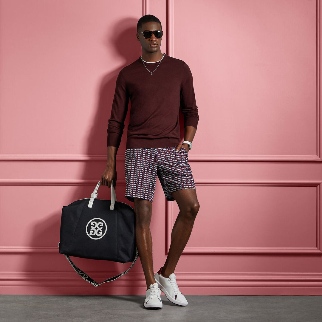 G/FORE MENS BRICK STRIPE MAVERICK 4-WAY STRETCH SHORT - CABERNET