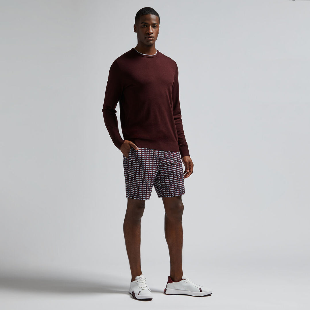 G/FORE MENS BRICK STRIPE MAVERICK 4-WAY STRETCH SHORT - CABERNET