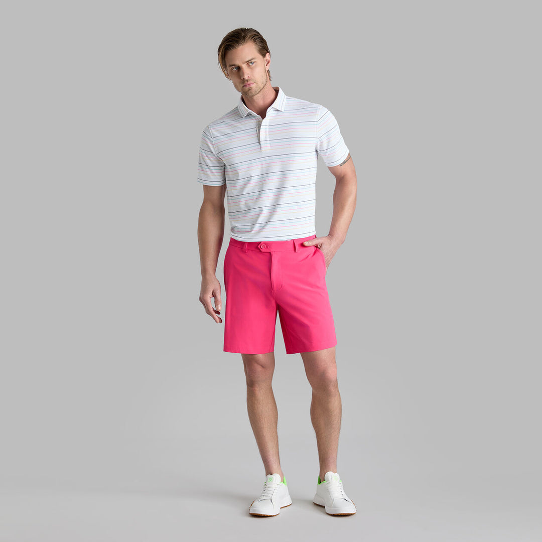 G/FORE MENS MAVERICK 4-WAY STRETCH LINED SHORT - FRAMBOISE