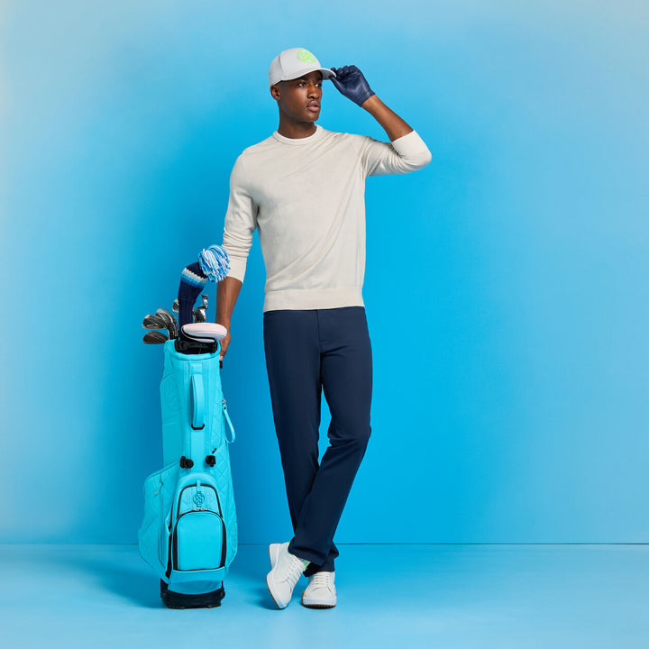 G/FORE MENS MERINO WOOL BLEND CREWNECK SWEATER - STONE