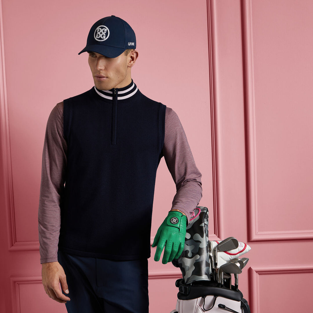 G/FORE MENS WIND BREAKER MERINO WOOL QUARTER ZIP VEST - TWILIGHT
