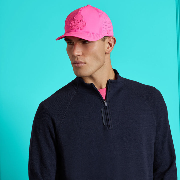 G/FORE MENS MERINO WOOL BLEND RAGLAN QUARTER ZIP JUMPER - TWILIGHT