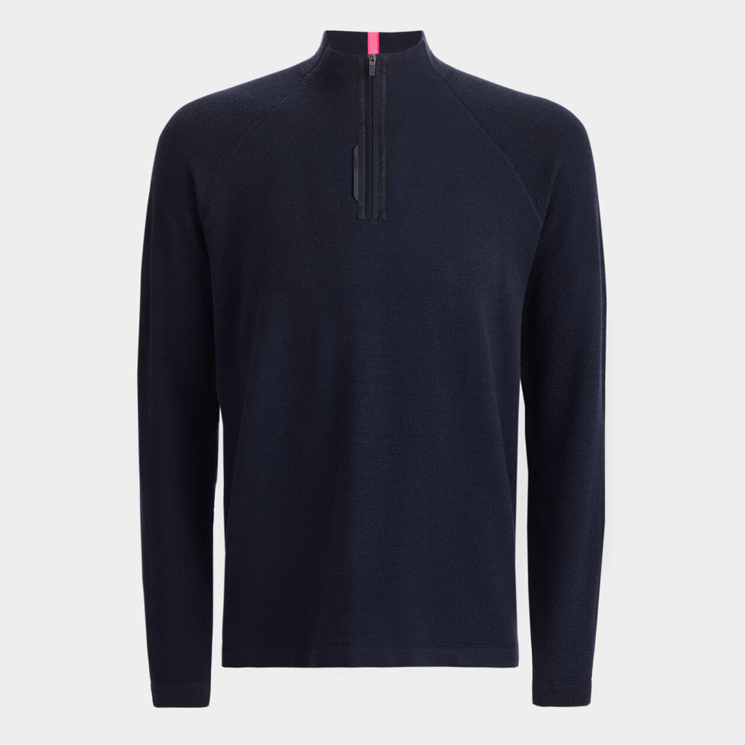 G/FORE MENS MERINO WOOL BLEND RAGLAN QUARTER ZIP JUMPER - TWILIGHT