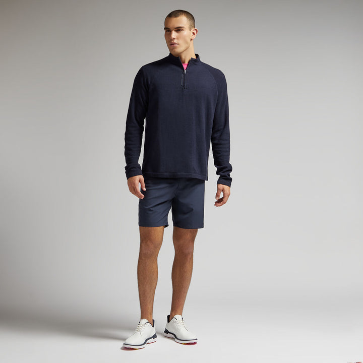 G/FORE MENS MERINO WOOL BLEND RAGLAN QUARTER ZIP JUMPER - TWILIGHT