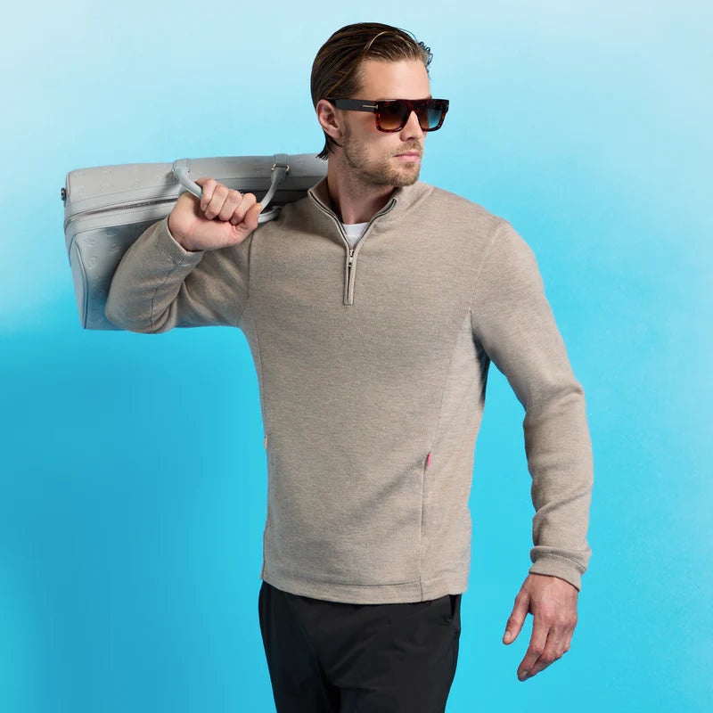 G/FORE MEN'S MERINO WOOL WINDBREAKER PULLOVER - DUNE