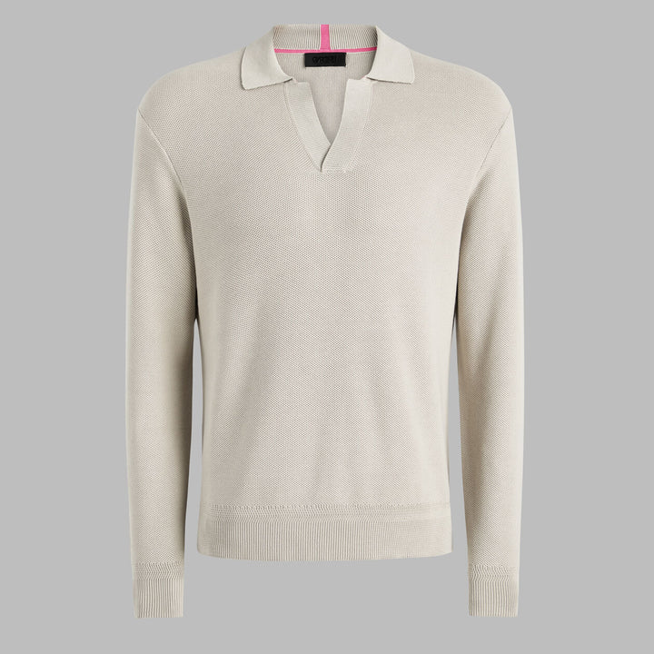 G/FORE MEN'S JOHNNY COLLAR COOLING COTTON SWEATER POLO - PUMICE