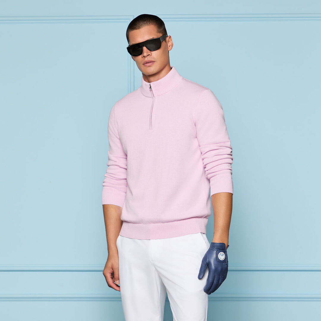 G/FORE MEN'S G/FORE MEN'S COOLING COTTON 1/4 ZIP SWEATER - CANDY