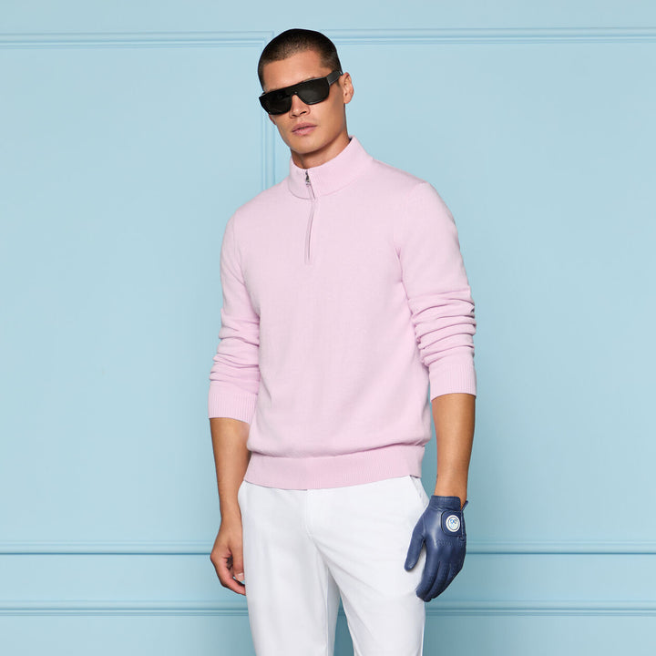 G/FORE MEN'S G/FORE MEN'S COOLING COTTON 1/4 ZIP SWEATER - CANDY